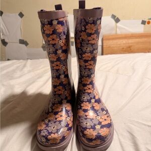 Forever Young Kids' Floral Rain Boots - Purple and Orange